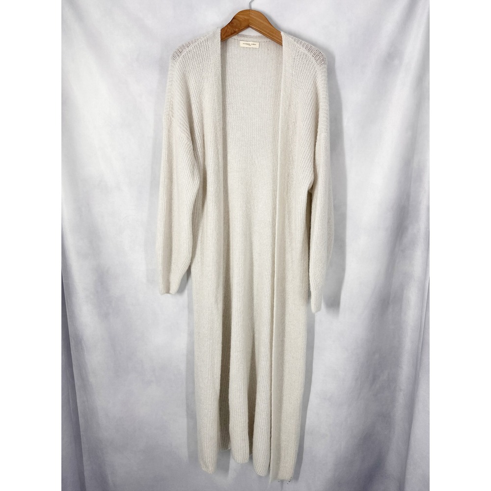 Alexandre Laurent Long Sleeve Cream White Fuzzy Maxi Cardigan Women's One Size